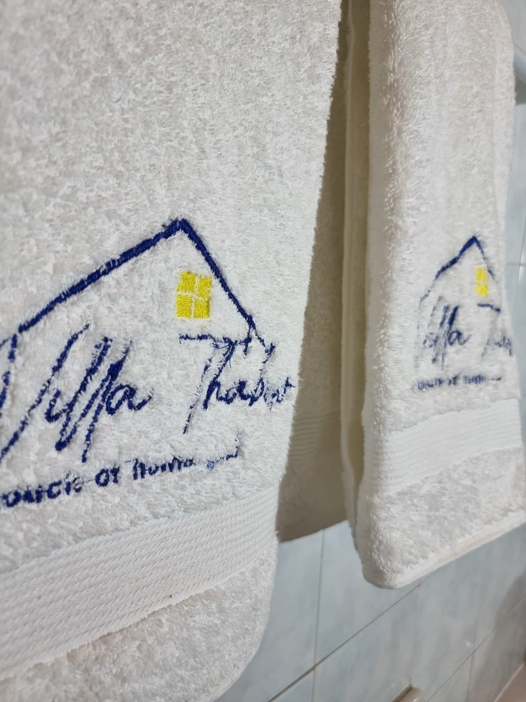 Villa Thabiso embroidered white towels